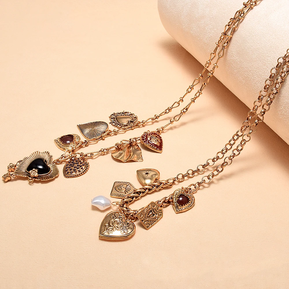 Vintage Metal Heart Choker Necklace for Women Exaggerated Double Layer Love Pendant Necklaces Statement Jewelry
Vintage Metal Heart Choker Necklace for Women Exaggerated Double Layer Love Pendant Necklaces Statement Jewelry