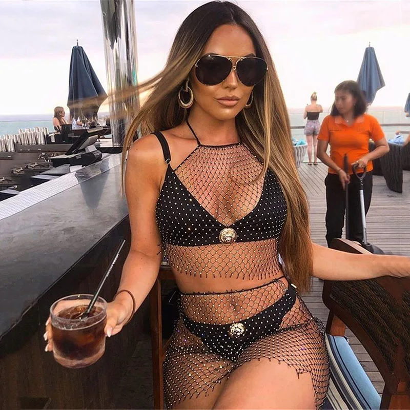 FestivalQueen Backless Mesh Diamond Set for Women Sleeveless Halter See Through Cropped Top Slim Mini Skirt 2 Piece Set
FestivalQueen Backless Mesh Diamond Set for Women Sleeveless Halter See Through Cropped Top Slim Mini Skirt 2 Piece Set