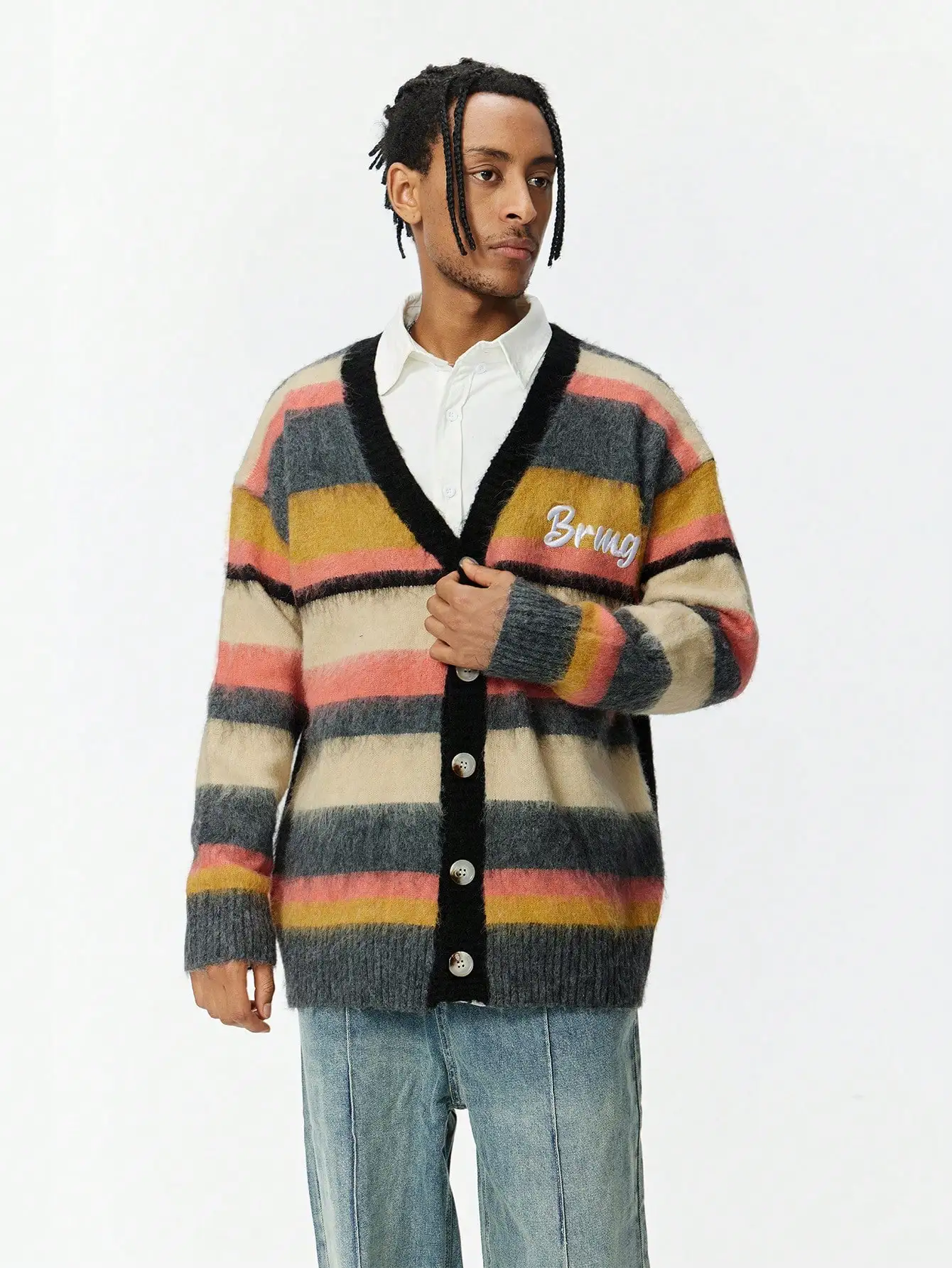 Spring, Autumn, and Winter Men's Street Fashion Colorful Striped V-Neck Button-Up Cardigan Unisex Casual Loose Long-Sleeve Warm Sweater Jacket
Spring, Autumn, and Winter Men's Street Fashion Colorful Striped V-Neck Button-Up Cardigan Unisex Casual Loose Long-Sleeve Warm Sweater Jacket