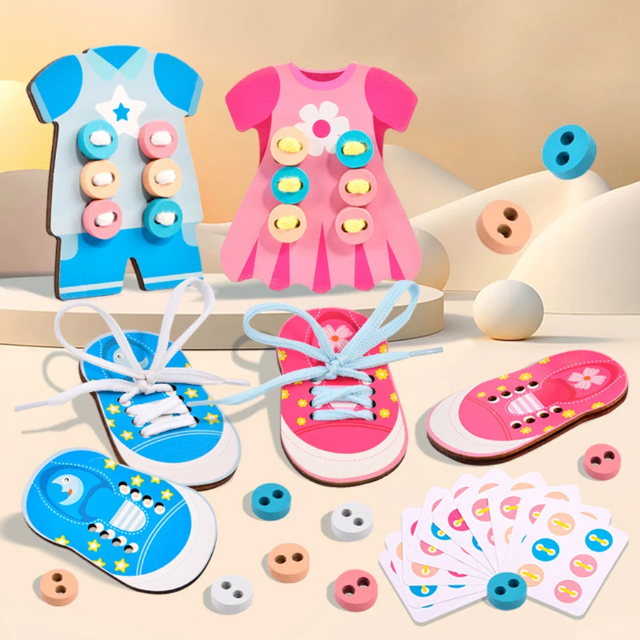 Wooden Lacing Shoe & Button Sewing Toy Set Kids Montessori Life Skill Fine Motor Skill Educational Learning Toy
Wooden Lacing Shoe & Button Sewing Toy Set Kids Montessori Life Skill Fine Motor Skill Educational Learning Toy