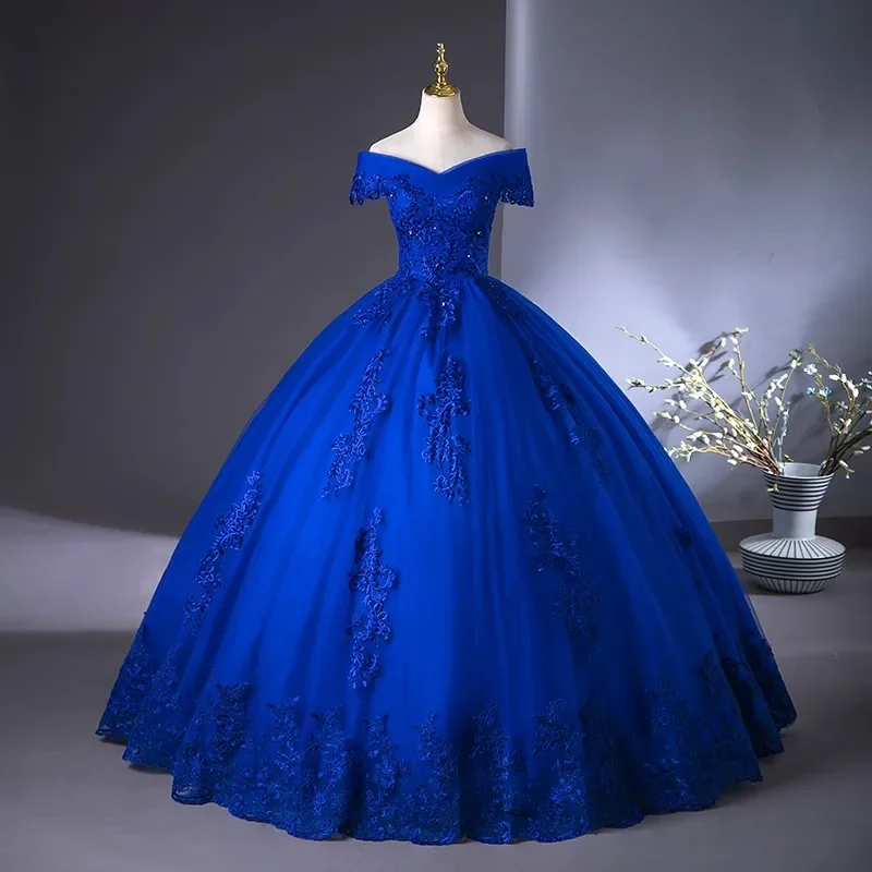 Royal Blue Off The Shoulder Lace Wedding Dress Appliques Beading Bride Dress Vintage Bridal Dresses Plus Size Customized
Royal Blue Off The Shoulder Lace Wedding Dress Appliques Beading Bride Dress Vintage Bridal Dresses Plus Size Customized