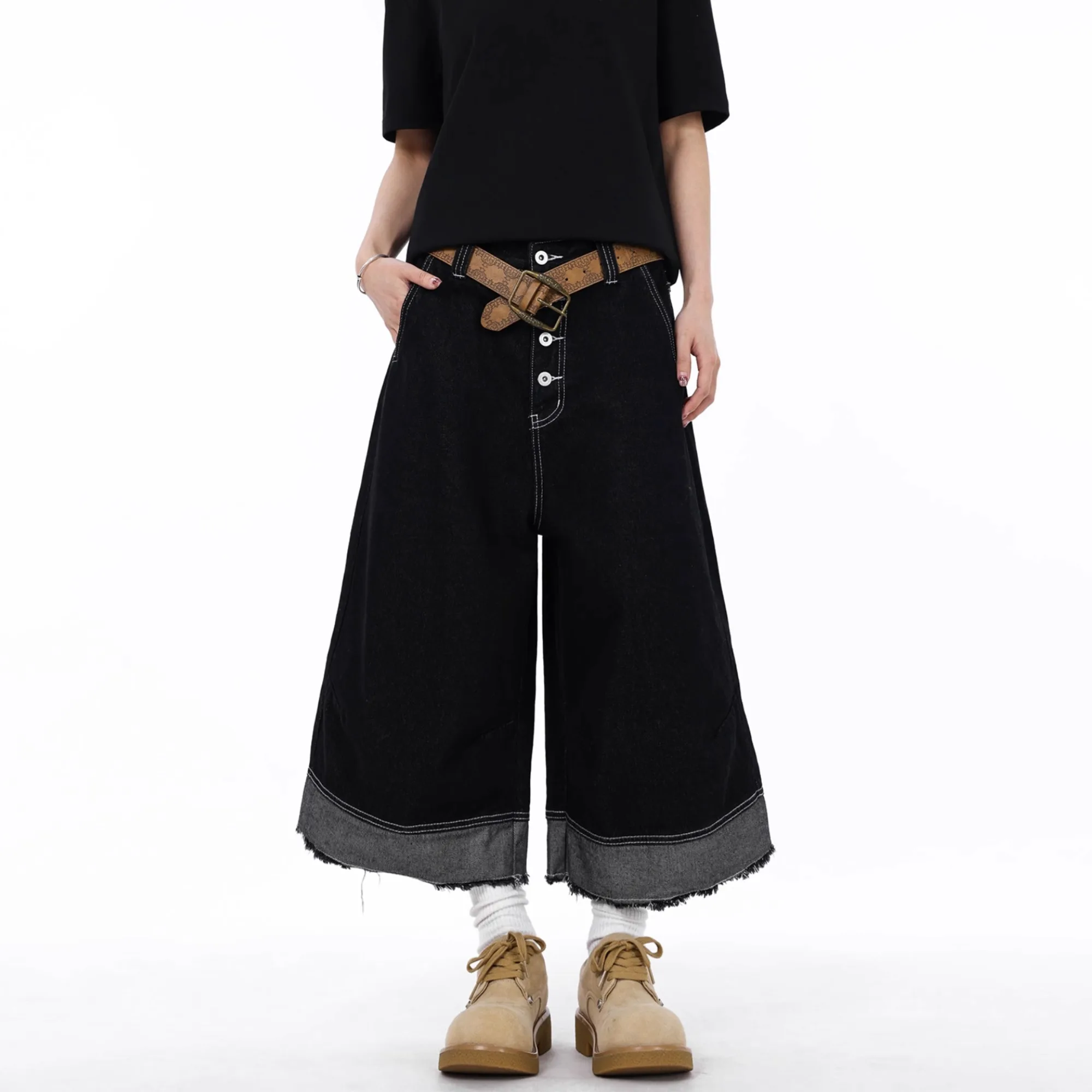 Retro American Bla Stitched Frayed Denim Seven-Foot Loose High Street Wide Leg orts for Men Trendy Cotton Polyester Blend
Retro American Bla Stitched Frayed Denim Seven-Foot Loose High Street Wide Leg orts for Men Trendy Cotton Polyester Blend