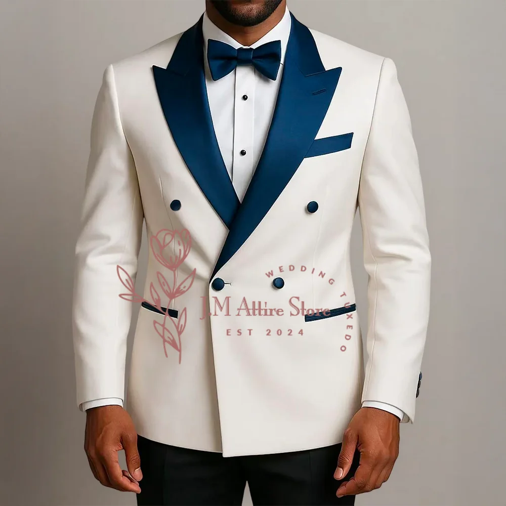 Мужской костюм цвета слоновой кости, комплект из 2 предметов, двубортный пиджак и черные брюки, смокинг на заказ для свадьбы, жениха, пасхального выпускного вечера
Мужской костюм цвета слоновой кости, комплект из 2 предметов, двубортный пиджак и черные брюки, смокинг на заказ для свадьбы, жениха, пасхального выпускного вечера