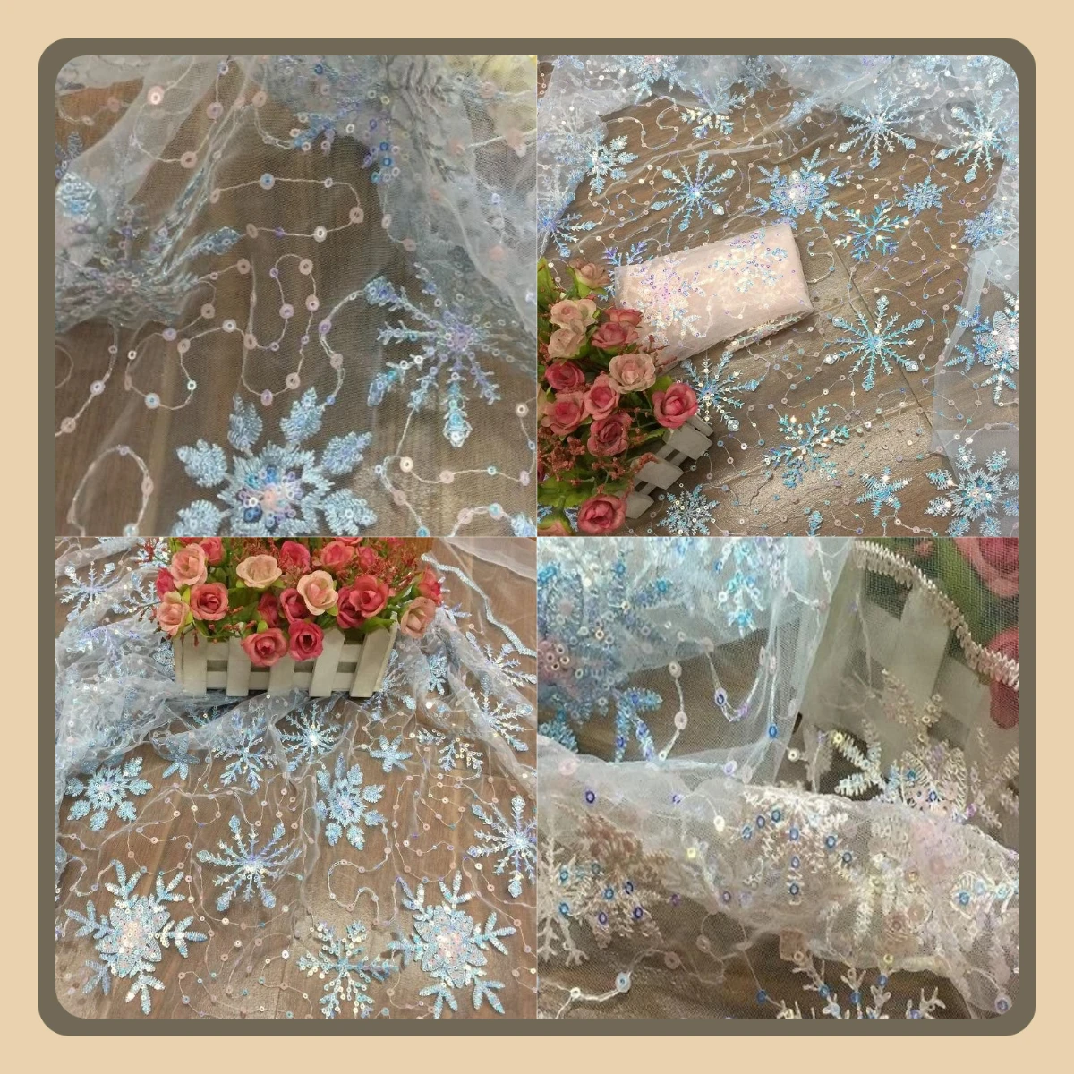 Кружевная ткань с вышивкой блестками на тему ледяного снега для детского платья, многослойная сетка, тюль с бисером, костюм принцессы, материал для шитья своими руками
Кружевная ткань с вышивкой блестками на тему ледяного снега для детского платья, многослойная сетка, тюль с бисером, костюм принцессы, материал для шитья своими руками
