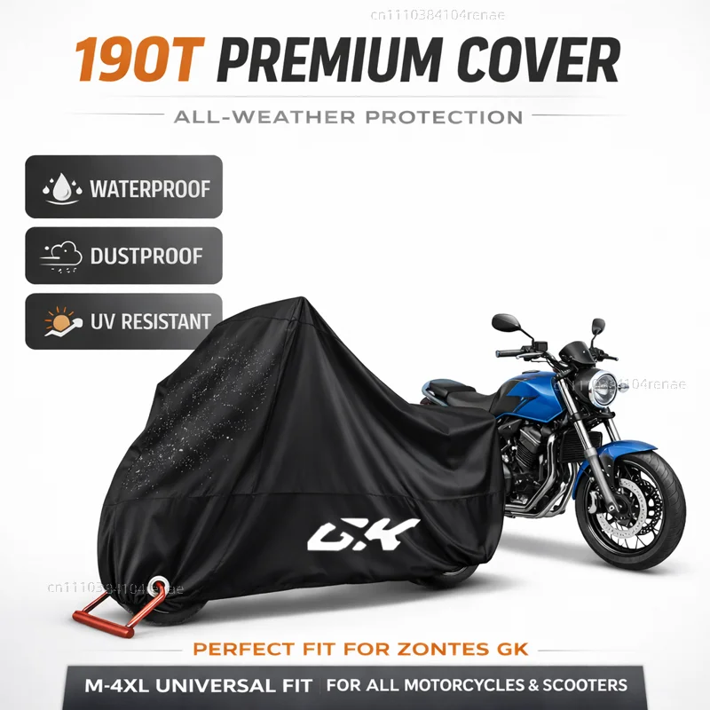 For Zontes GK 125 / GK 155 / GK 125X Universal 190T Motorcycle Cover Waterproof Dustproof UV Protection All Season
For Zontes GK 125 / GK 155 / GK 125X Universal 190T Motorcycle Cover Waterproof Dustproof UV Protection All Season