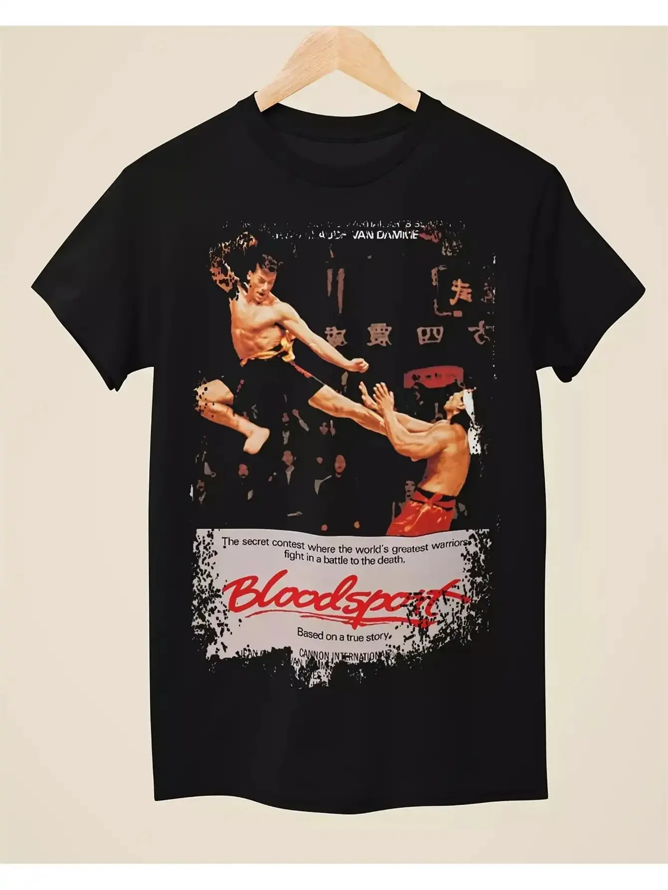Blood Fight Movie Poster T-shirt Unisex T-shirt with Jean Claude Van Damme Logo Printed Casual Round Neck Short Sleeved Shirt
Blood Fight Movie Poster T-shirt Unisex T-shirt with Jean Claude Van Damme Logo Printed Casual Round Neck Short Sleeved Shirt