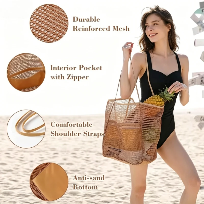 Simple Foldable High-capacity Beach Mesh Bag Women Summer Outdoor Travel Shopping Essential Shoulder Carry Storage Bag Handbag
Simple Foldable High-capacity Beach Mesh Bag Women Summer Outdoor Travel Shopping Essential Shoulder Carry Storage Bag Handbag