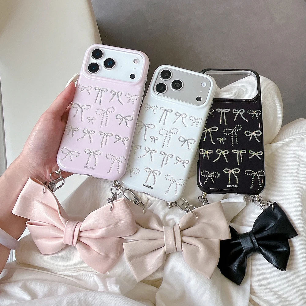 Cute Full Screen Glitter Bow Phone Case for IPhone 17Pro 17promax 15 16Pro Max Shockproof Cover with Leather Bow Bracelet Chain
Cute Full Screen Glitter Bow Phone Case for IPhone 17Pro 17promax 15 16Pro Max Shockproof Cover with Leather Bow Bracelet Chain