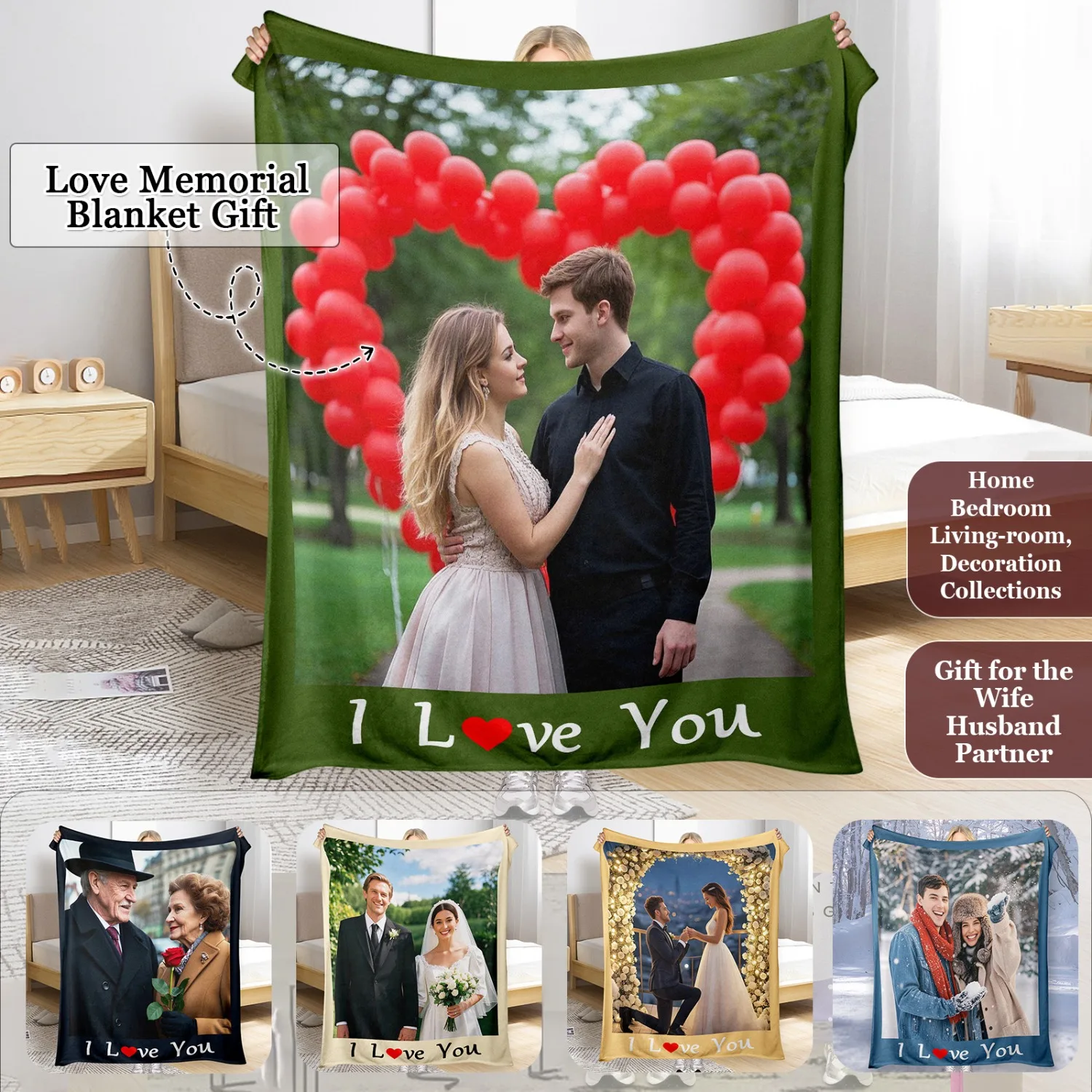 I Love You Romantic Love Custom Blanket with Photo Personalized Picture Throw Blanket Wedding Photo Memorial Anniversary Gift
I Love You Romantic Love Custom Blanket with Photo Personalized Picture Throw Blanket Wedding Photo Memorial Anniversary Gift