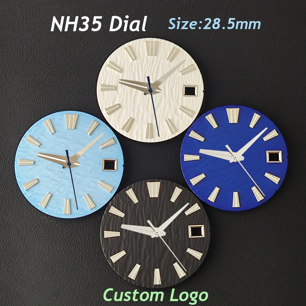 NH35 dial 28.5mm watch dial water ripple surface replacement accessory for NH35/NH36/4R/6R Automatic movements
NH35 dial 28.5mm watch dial water ripple surface replacement accessory for NH35/NH36/4R/6R Automatic movements