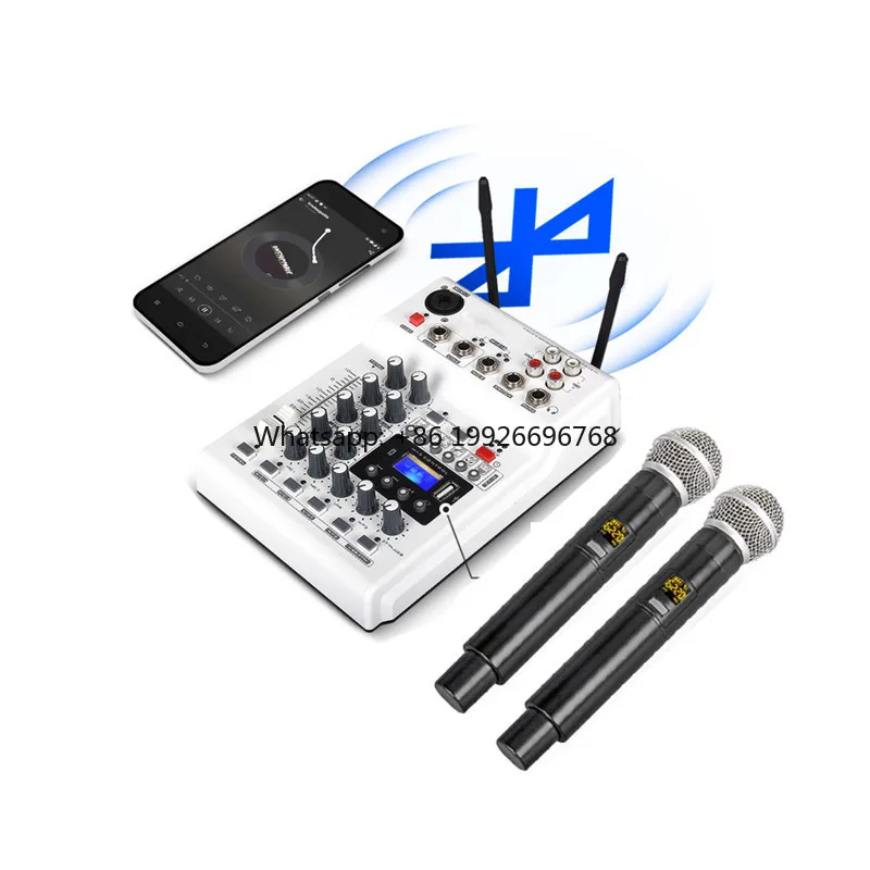 Professional Audio Video & Lighting UHF 4-Channel Karaoke Mixer with Blue Tooth & USB Cordless Microphone Small and Efficient 
Professional Audio Video & Lighting UHF 4-Channel Karaoke Mixer with Blue Tooth & USB Cordless Microphone Small and Efficient