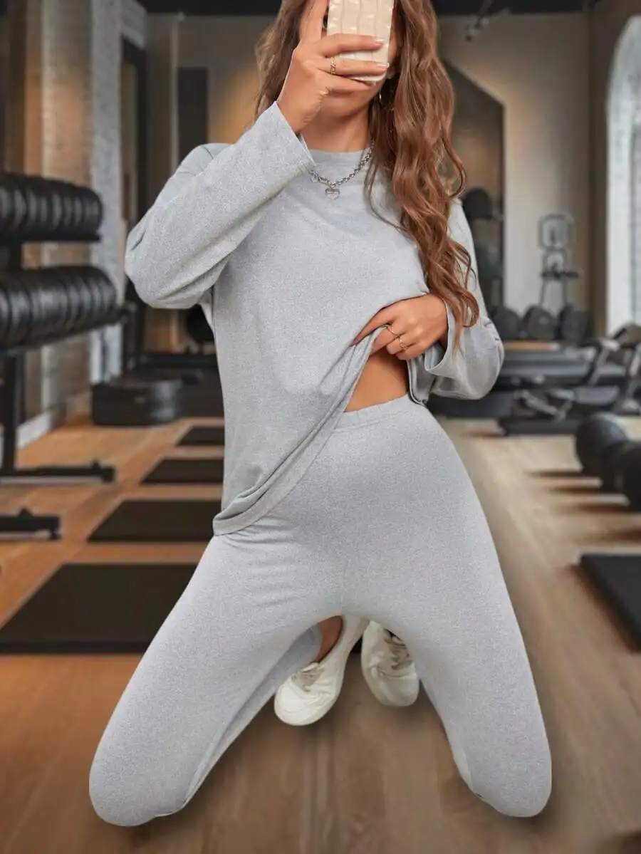 Long Sleeve Casual Sport T-Shirt And Elastic Tight Yoga Pants Set Comfortable Breathable Two Piece Outfit
Long Sleeve Casual Sport T-Shirt And Elastic Tight Yoga Pants Set Comfortable Breathable Two Piece Outfit