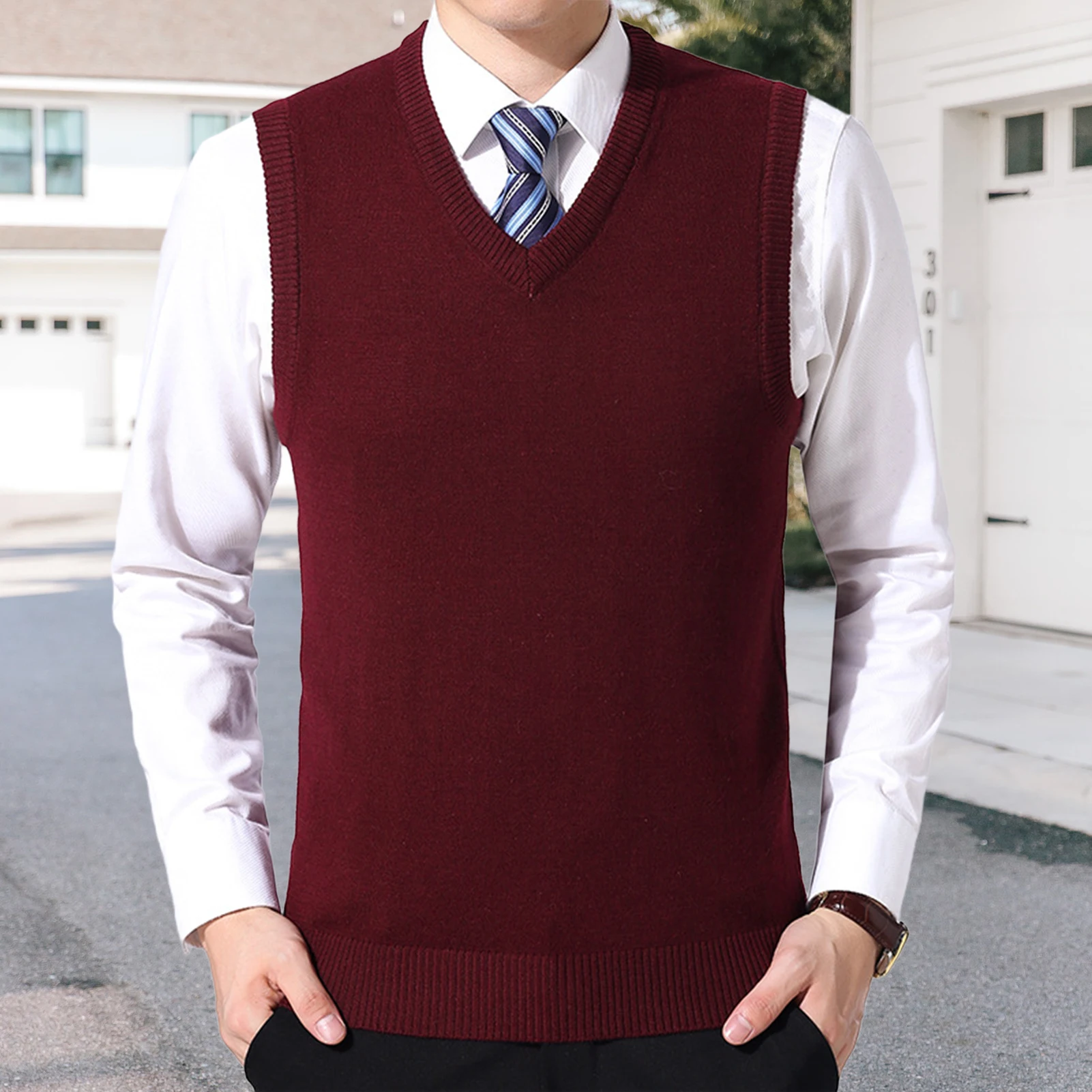 Stylish Men Sleeveless Jacket Stylish Men's Sleeveless Knitted Pullover Warm Casual Simple Winter Sweater for Fall with Elastic
Stylish Men Sleeveless Jacket Stylish Men's Sleeveless Knitted Pullover Warm Casual Simple Winter Sweater for Fall with Elastic