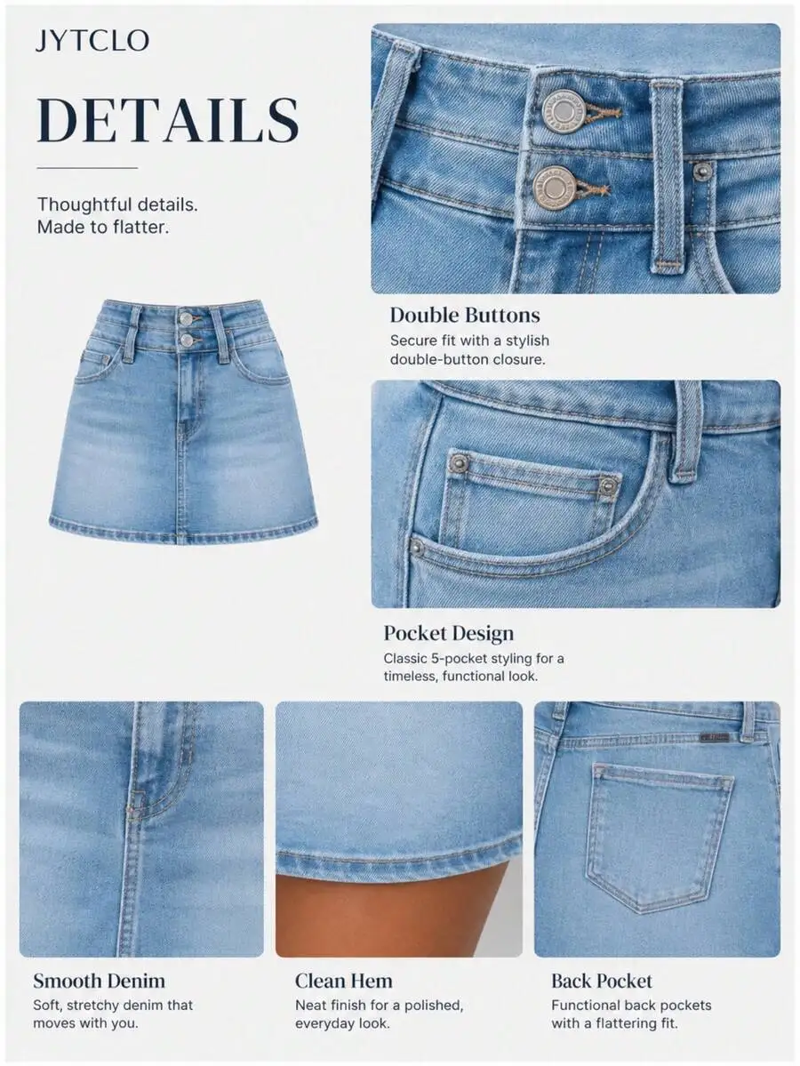 Women High Waisted Denim Skort With Pockets Stretchy Light Wash Casual Shorts
Women High Waisted Denim Skort With Pockets Stretchy Light Wash Casual Shorts