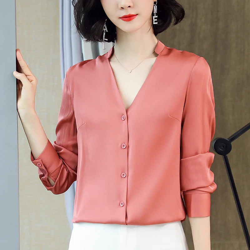 Office Lady Real Silk Shirt Spring Summer Basic Shirts Elegant V-neck Fashion Blouses For Women Long Sleeve Solid Blouse Tops
Office Lady Real Silk Shirt Spring Summer Basic Shirts Elegant V-neck Fashion Blouses For Women Long Sleeve Solid Blouse Tops
