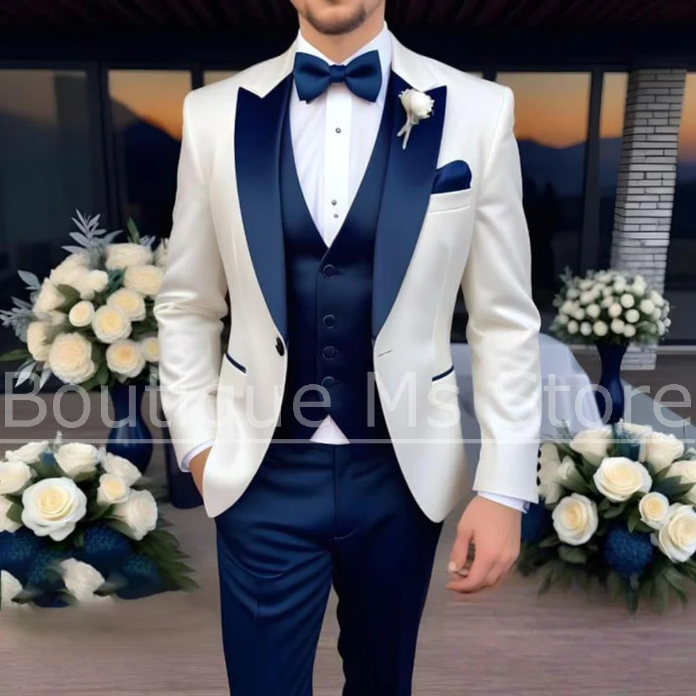 Men Peak Lapel Three Piece Suit Slim Fit Groom Wedding Party Formal Tuxedo Fashion Casual Business Jacket Vest Pants Suit Set
Men Peak Lapel Three Piece Suit Slim Fit Groom Wedding Party Formal Tuxedo Fashion Casual Business Jacket Vest Pants Suit Set