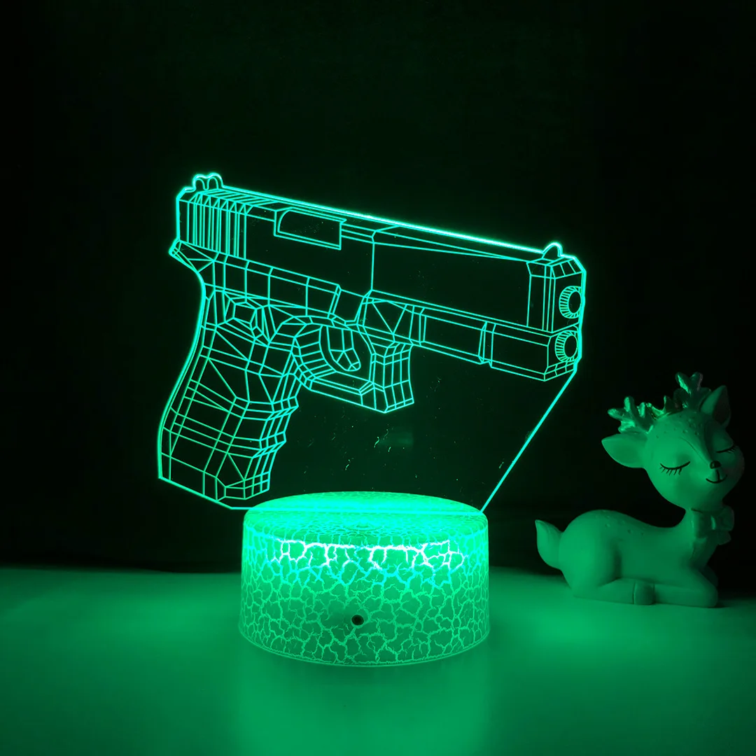 3D Pistol Gun Night Light 16 Colors Changing USB Power Remote Control LED Table Desk Lamp Children Kids Christmas Birthday Gift
3D Pistol Gun Night Light 16 Colors Changing USB Power Remote Control LED Table Desk Lamp Children Kids Christmas Birthday Gift