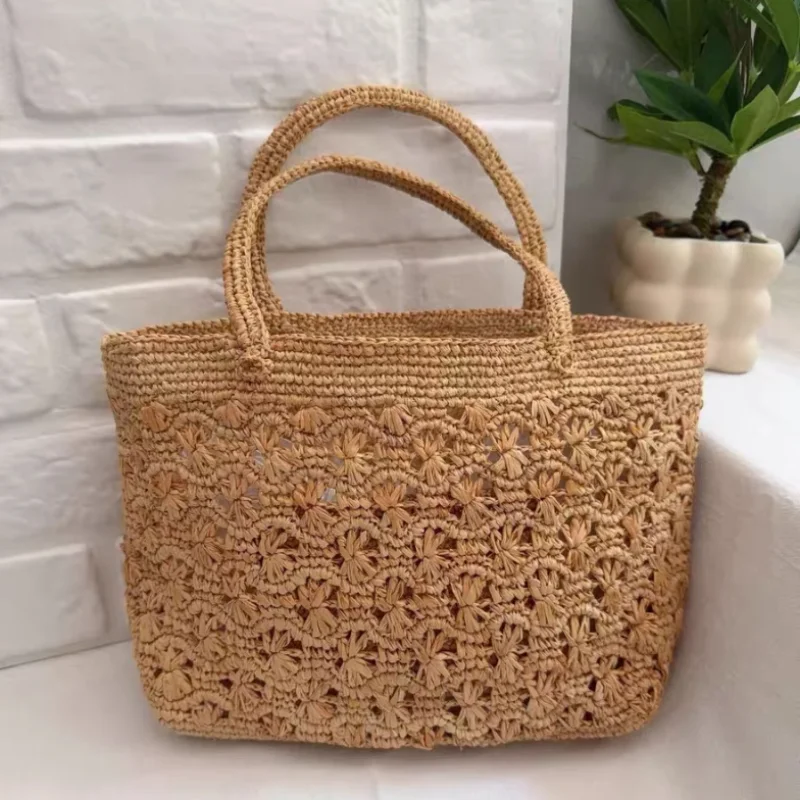 French Raffia Straw Tote Bag Bohemian Handwoven Hollowed Out Handbag Elegant Lightweight Summer Beach Shoulder Bag
French Raffia Straw Tote Bag Bohemian Handwoven Hollowed Out Handbag Elegant Lightweight Summer Beach Shoulder Bag