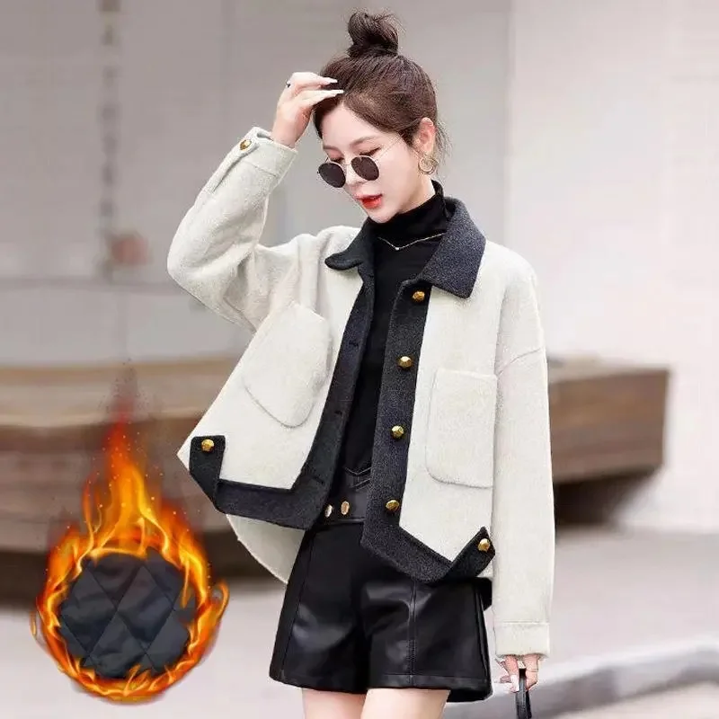 2024 Autumn Winter New Woolen Coat Women Contrast Stitching High Quality Small Fragrant Wind Jacket Ladies Short Outerwear Tops
2024 Autumn Winter New Woolen Coat Women Contrast Stitching High Quality Small Fragrant Wind Jacket Ladies Short Outerwear Tops