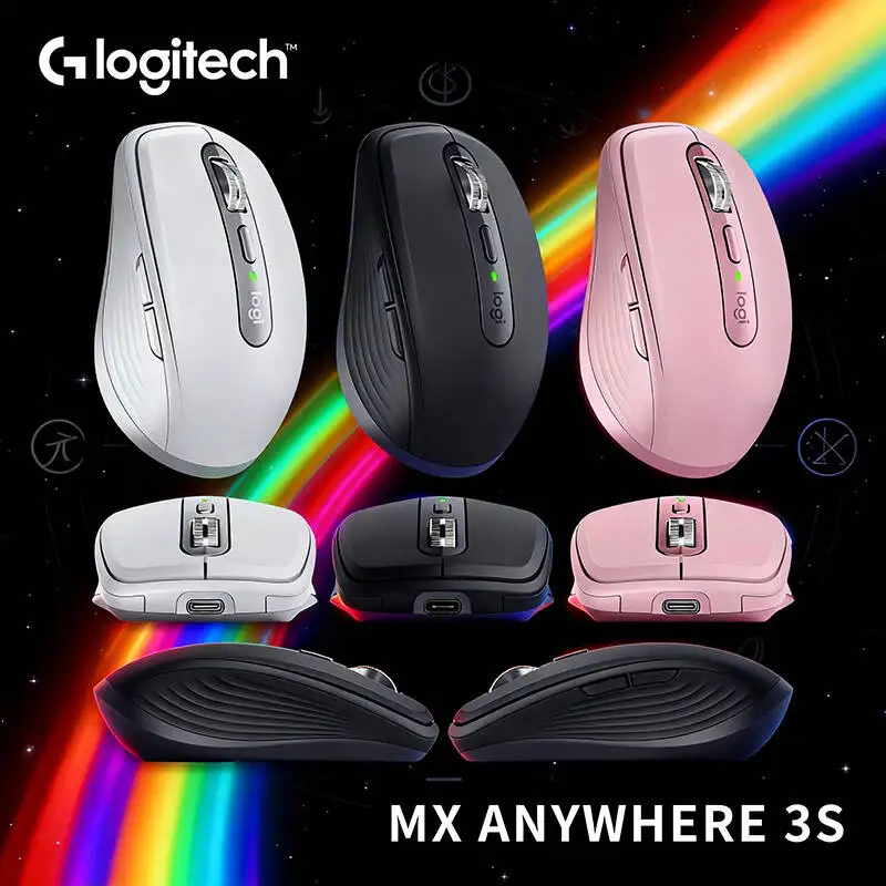 High-Precision Logitech MX Anywhere 3S - 8K DPI, MagSpeed Wheel,Anti slip ,Silent Buttons, USB-C Quick Charge, Multi-Device Sync