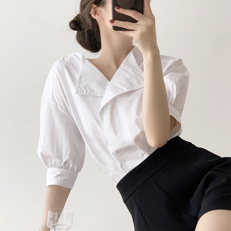 Sana Early Spring 2023 V-Ne ort Sve Design Sensation White irt Women's Premium Faion Pure Color Commute Sle
Sana Early Spring 2023 V-Ne ort Sve Design Sensation White irt Women's Premium Faion Pure Color Commute Sle