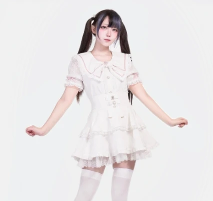 Sweet Cute Bow Lace Lapel Short-sleeved Shirt High Waist Multi-layer Mini Skirt Two-piece Set Mine Series Mass Production Sets
Sweet Cute Bow Lace Lapel Short-sleeved Shirt High Waist Multi-layer Mini Skirt Two-piece Set Mine Series Mass Production Sets