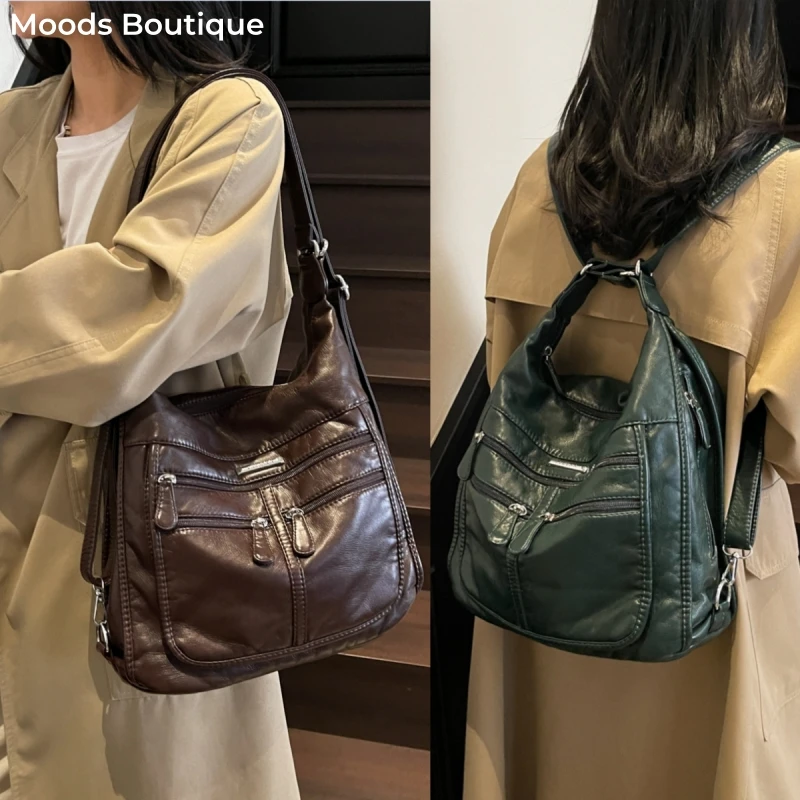 Vintage Fashion Dual-purpose Backpack And Shoulder Bag For Women Washed PU Leather Pure Color Large Capacity Travelling Rucksack
Vintage Fashion Dual-purpose Backpack And Shoulder Bag For Women Washed PU Leather Pure Color Large Capacity Travelling Rucksack