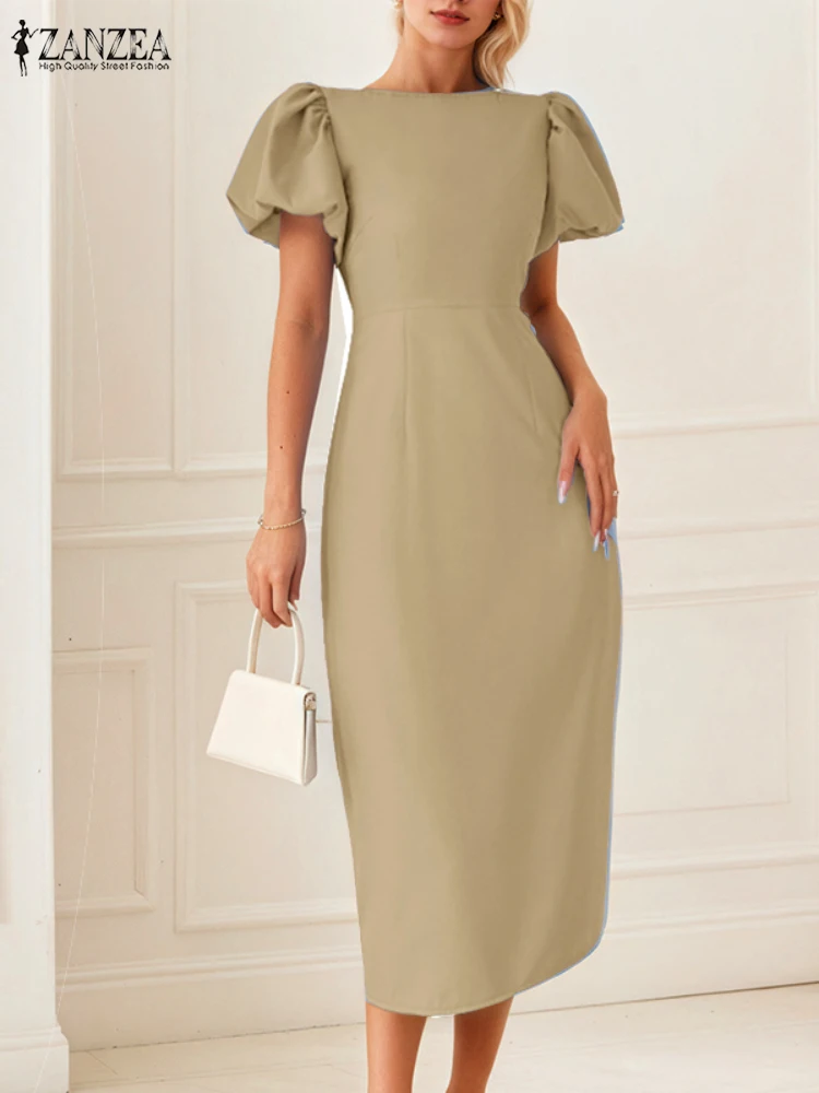 ZANZEA 2025 Woman Party Cocktail Tight Dresses Elegant Short Puff Sleeve O-Neck High Waisted Midi Robe Femme Solid Fashion Dress
ZANZEA 2025 Woman Party Cocktail Tight Dresses Elegant Short Puff Sleeve O-Neck High Waisted Midi Robe Femme Solid Fashion Dress