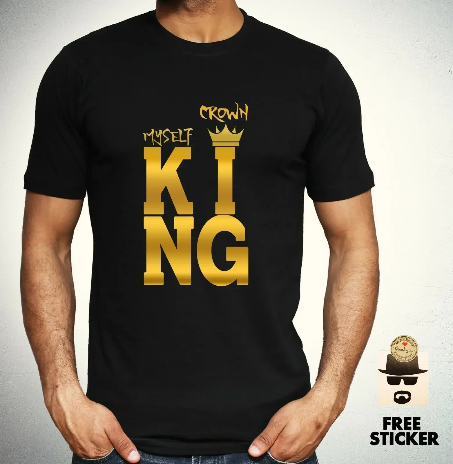 Myself Crown King Letter Gold Printed T-Shirt. Summer Cotton O-Neck Short Sleeve Mens T Shirt New S-3XL
Myself Crown King Letter Gold Printed T-Shirt. Summer Cotton O-Neck Short Sleeve Mens T Shirt New S-3XL