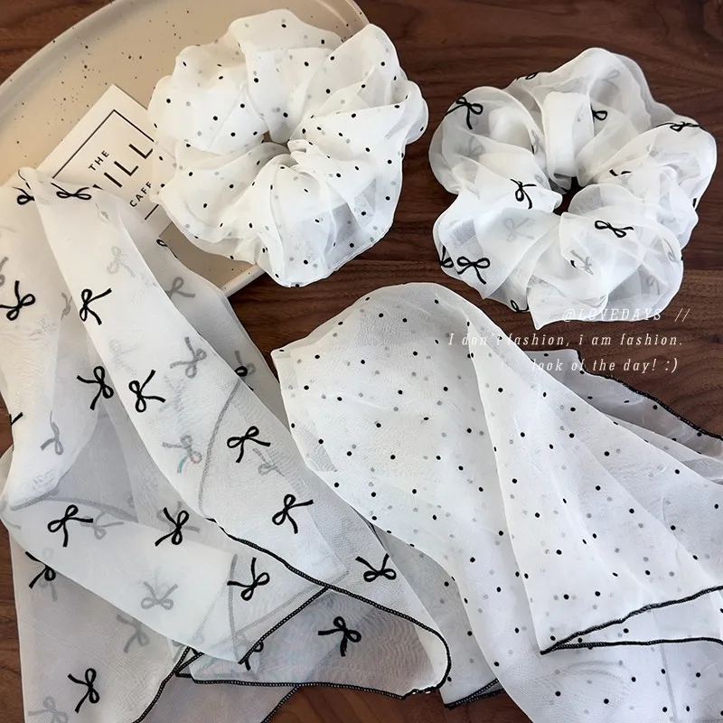 Black White Polka Dot Bow Print Mesh Hair Scrunchie Scarf Square Scarf for Women Elegant Hair Tie Triangle Scarf Hair Accessory
Black White Polka Dot Bow Print Mesh Hair Scrunchie Scarf Square Scarf for Women Elegant Hair Tie Triangle Scarf Hair Accessory
