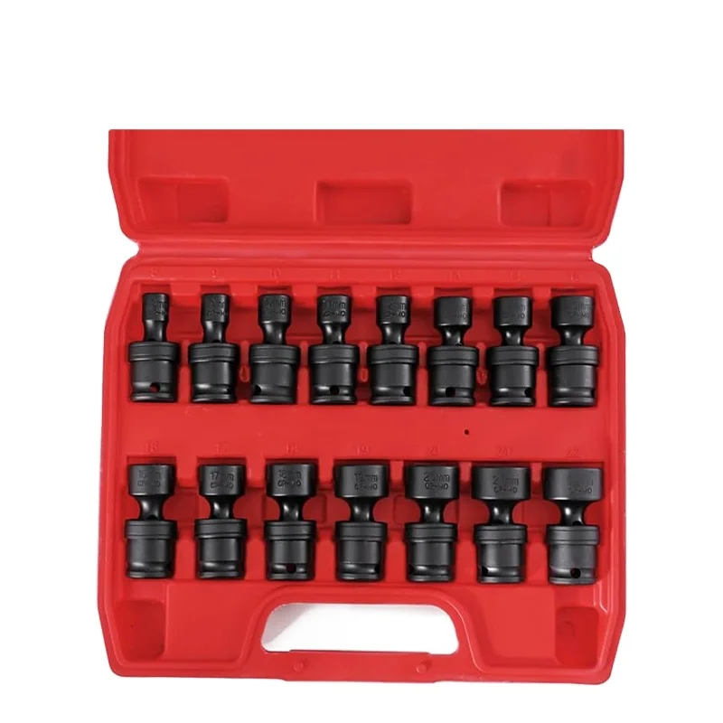 Cr-Mo Impact Universal Joint Socket Set for Air Tools 3/8'' Dr
Cr-Mo Impact Universal Joint Socket Set for Air Tools 3/8'' Dr