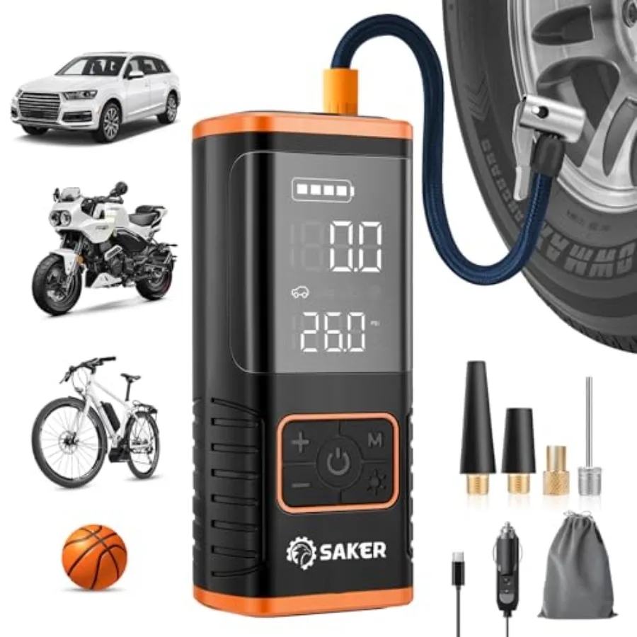 Tire Inflator Portable Air Compressor - 150PSI Car Tires Air Pump with Tire Pressure Gauge Led Light 7500mAh Battery and 12V DC
Tire Inflator Portable Air Compressor - 150PSI Car Tires Air Pump with Tire Pressure Gauge Led Light 7500mAh Battery and 12V DC