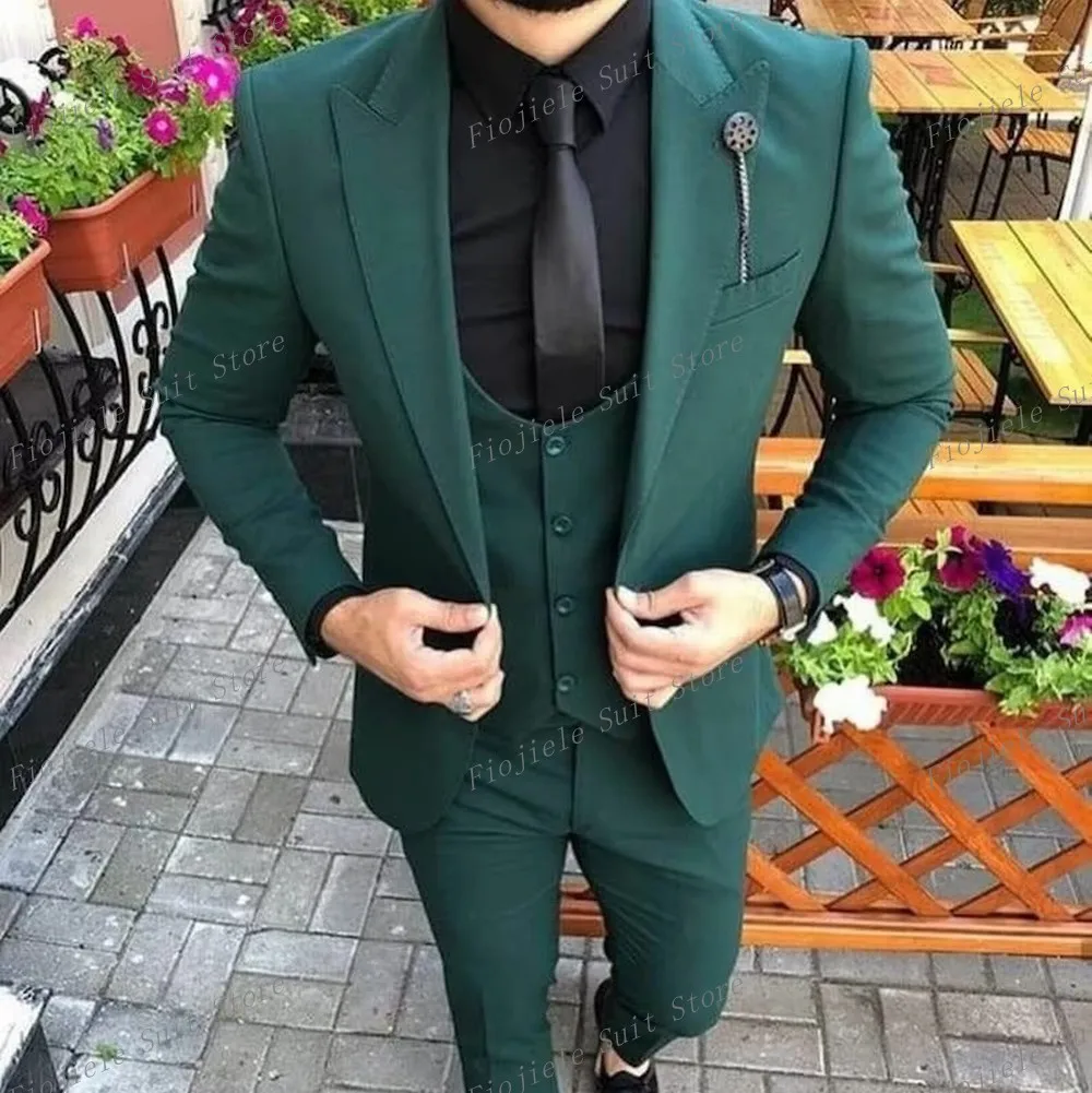Dark Green Men Formal Occasion Business Prom Suit Groom Groomsman Tuxedos Wedding Party Male 3 Piece Set Blazer Vest Pants
Dark Green Men Formal Occasion Business Prom Suit Groom Groomsman Tuxedos Wedding Party Male 3 Piece Set Blazer Vest Pants