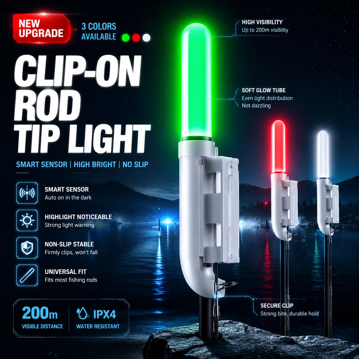 2026 New 2-20PCS Fishing Rod Tip Light, Fish Bit Alarm, Suitable for Night Fishing(Batteries not included)
2026 New 2-20PCS Fishing Rod Tip Light, Fish Bit Alarm, Suitable for Night Fishing(Batteries not included)