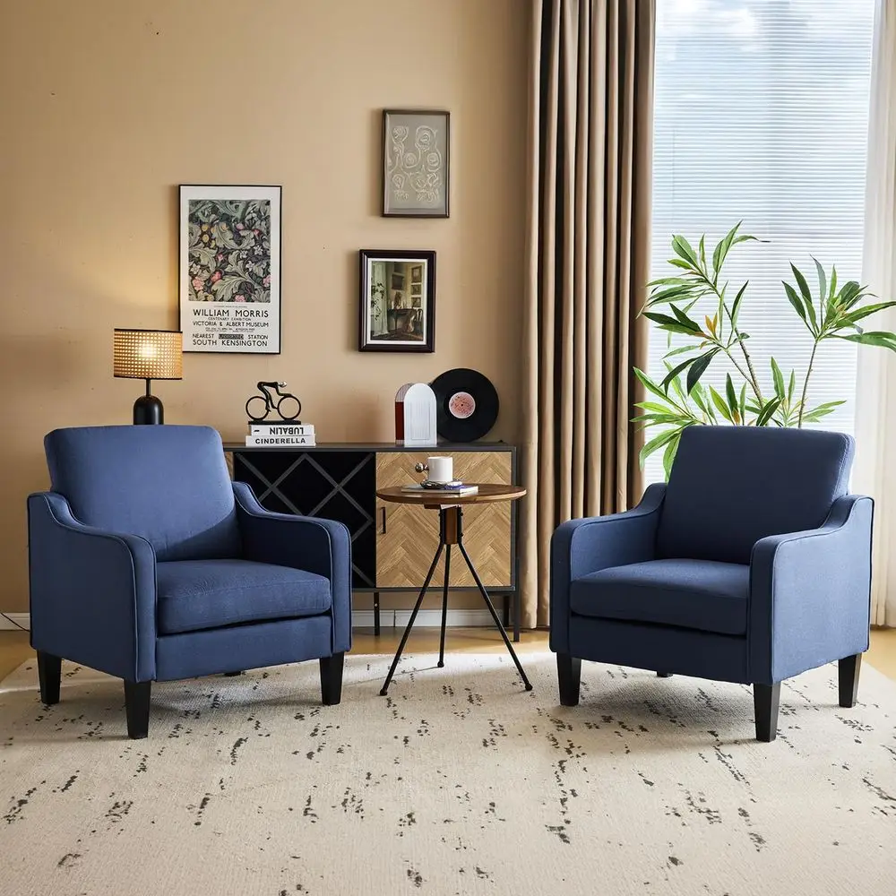 Modern Accent Chairs Set of 2, Blue Living Room Chairs Comfy Armchair for Bedroom, Upholstered Sofa Chair Reading Chair for Sma
Modern Accent Chairs Set of 2, Blue Living Room Chairs Comfy Armchair for Bedroom, Upholstered Sofa Chair Reading Chair for Sma