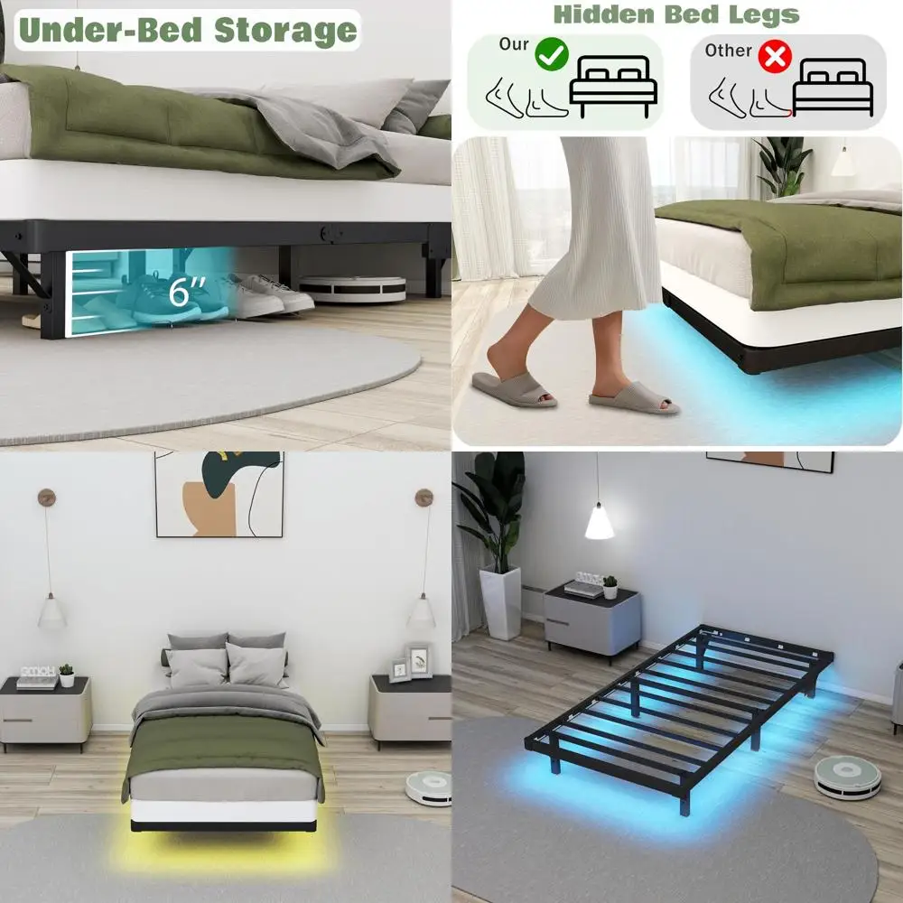 8-двойной плавающий каркас кровати со светодиодной подсветкой, зарядным портом и хранилищем — прочный металл, коробчатая пружина не требуется
8-двойной плавающий каркас кровати со светодиодной подсветкой, зарядным портом и хранилищем — прочный металл, коробчатая пружина не требуется