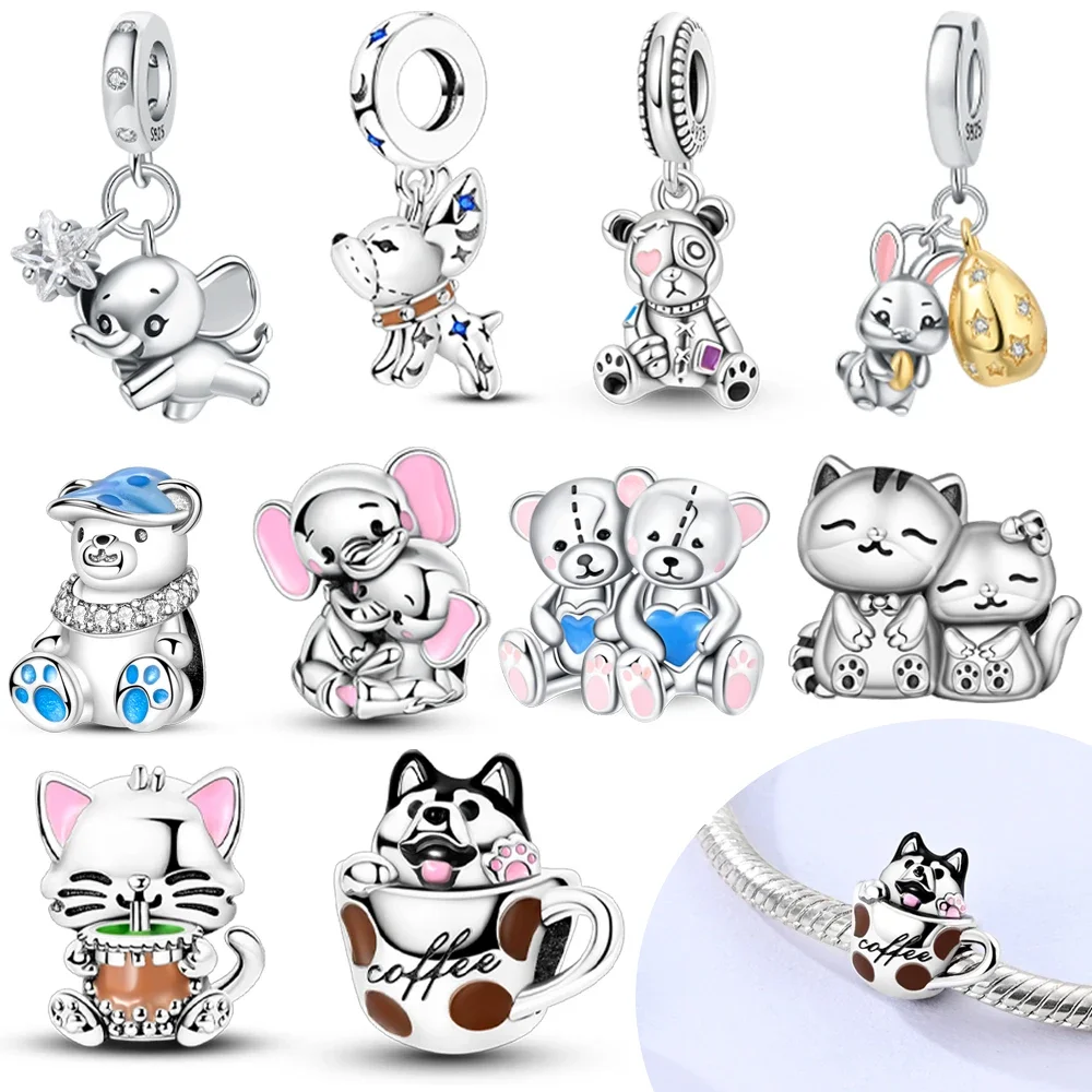 Серебряные подвески 925, милые кошки, собаки, слоны, медведи, бусины, подходят для оригинального браслета, аксессуары для изготовления ожерелья «сделай сам», женские ювелирные изделия
Серебряные подвески 925, милые кошки, собаки, слоны, медведи, бусины, подходят для оригинального браслета, аксессуары для изготовления ожерелья «сделай сам», женские ювелирные изделия
