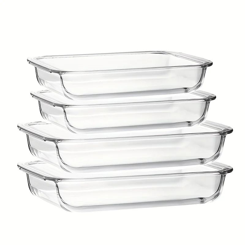 Set of 4 Rectangular Glass Baking Dishes, Ideal for Baking Pasta, Storing Leftovers, Cooking, And Suitable for Kitchen, Freezer,
Set of 4 Rectangular Glass Baking Dishes, Ideal for Baking Pasta, Storing Leftovers, Cooking, And Suitable for Kitchen, Freezer,