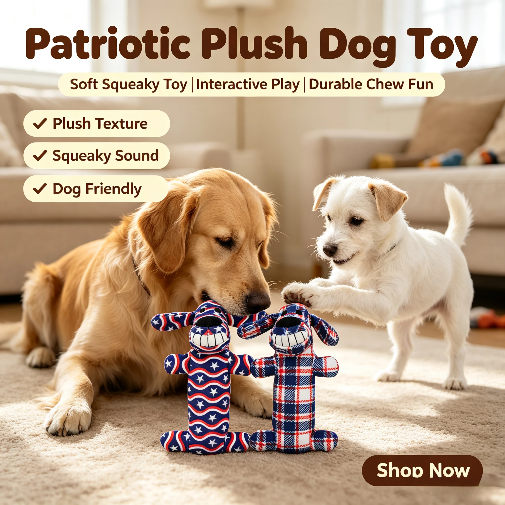 Multipet Loofa Americana Stars Stripes and Plaid Interactive Plush Dog Toy
Multipet Loofa Americana Stars Stripes and Plaid Interactive Plush Dog Toy