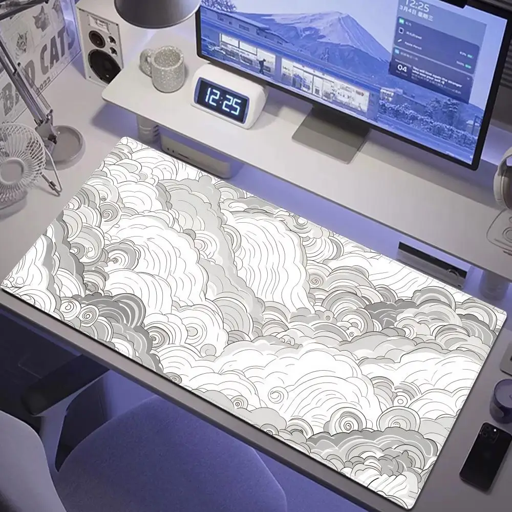 HYBXAXC Monochrome Swirling Clouds DeskMat White Aesthetic Gaming Mousepad Japanese Clouds Desk Mat Modern Decor
HYBXAXC Monochrome Swirling Clouds DeskMat White Aesthetic Gaming Mousepad Japanese Clouds Desk Mat Modern Decor