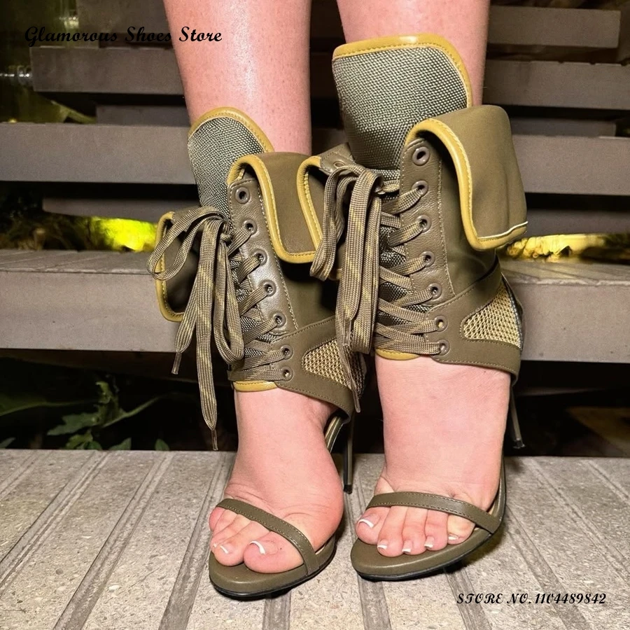 Patchwork Army Green Lace-up Sandals Women's Round Open Toe Thin Heels Party Shoes Spring Summer Fashion Plus Size Stilettos
Patchwork Army Green Lace-up Sandals Women's Round Open Toe Thin Heels Party Shoes Spring Summer Fashion Plus Size Stilettos
