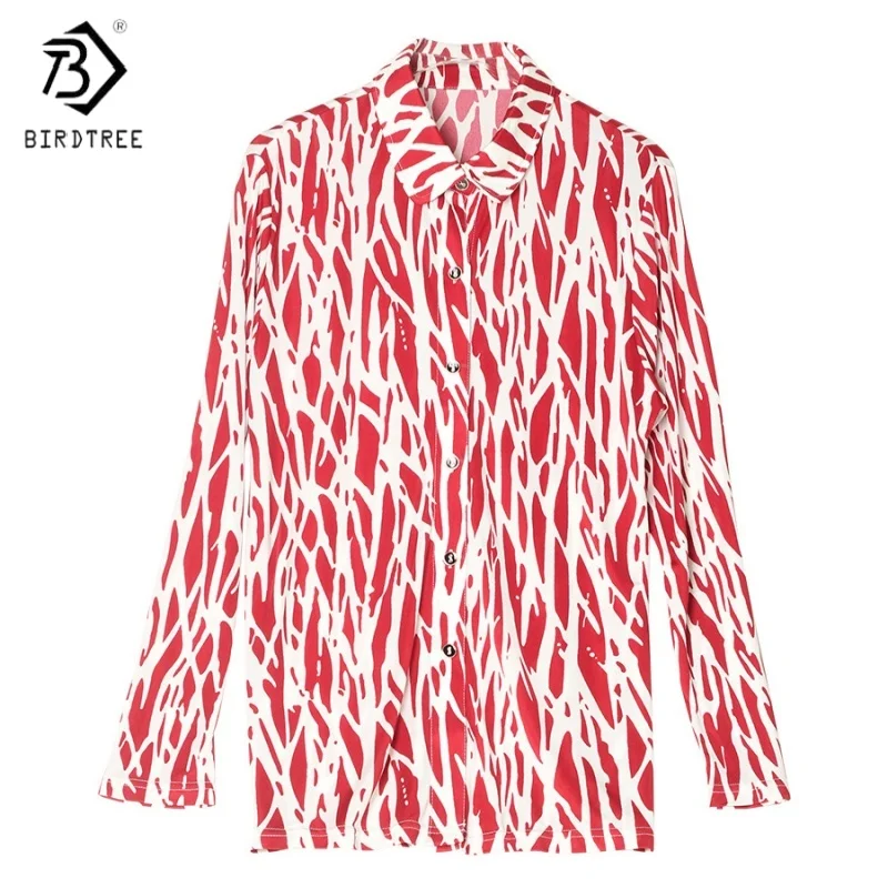 Birdtree, от XL до 3XL, трикотажная блузка из 25% тутового шелка, женские топы с лацканами и принтом, однобортная, осенняя базовая рубашка 2025 T5N607JF
Birdtree, от XL до 3XL, трикотажная блузка из 25% тутового шелка, женские топы с лацканами и принтом, однобортная, осенняя базовая рубашка 2025 T5N607JF