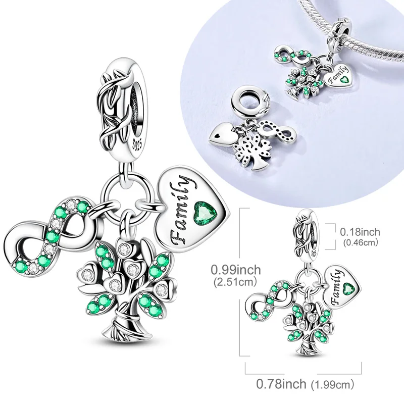 Оригинальный кулон-шарм из серебра 925 пробы с зеленым изображением бесконечного семейного дерева, подходит для оригинальных браслетов, для женщин, подарок для самостоятельного изготовления украшений.
Оригинальный кулон-шарм из серебра 925 пробы с зеленым изображением бесконечного семейного дерева, подходит для оригинальных браслетов, для женщин, подарок для самостоятельного изготовления украшений.