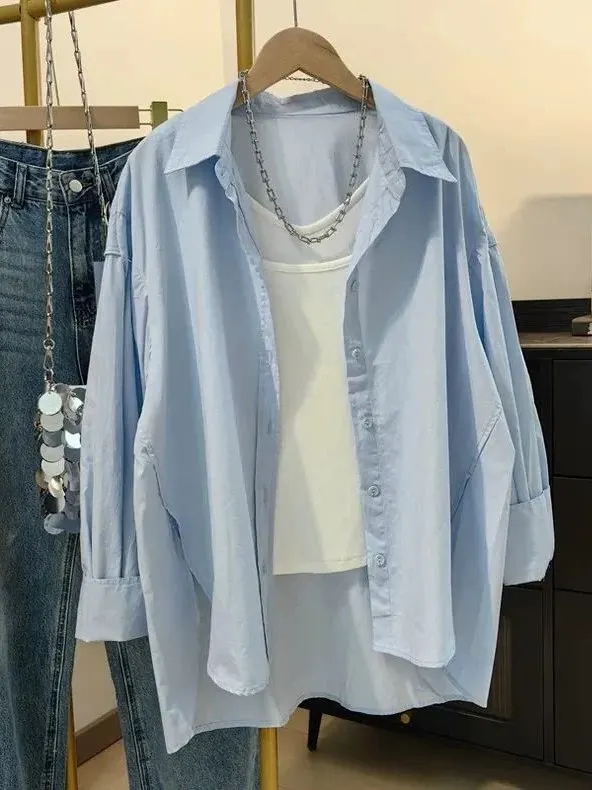 Loose Men's Long Sleeve Shirt Summer Casual Style Korean Design Large Size 300 Pounds Side Slit Outerwear Top for Men
Loose Men's Long Sleeve Shirt Summer Casual Style Korean Design Large Size 300 Pounds Side Slit Outerwear Top for Men