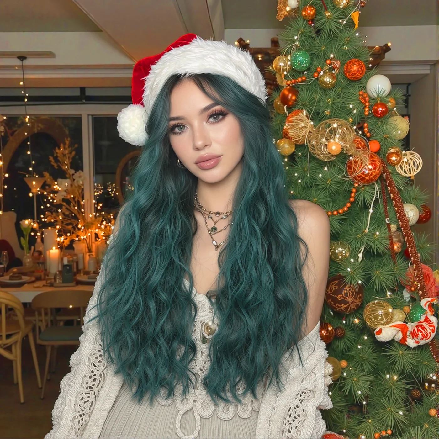 Christmas Long Curly Aurora Green Wigs Wavy Synthetic Medium Part Water Wave Wig Cosplay Halloween for Afro Women Heat Resistant
Christmas Long Curly Aurora Green Wigs Wavy Synthetic Medium Part Water Wave Wig Cosplay Halloween for Afro Women Heat Resistant