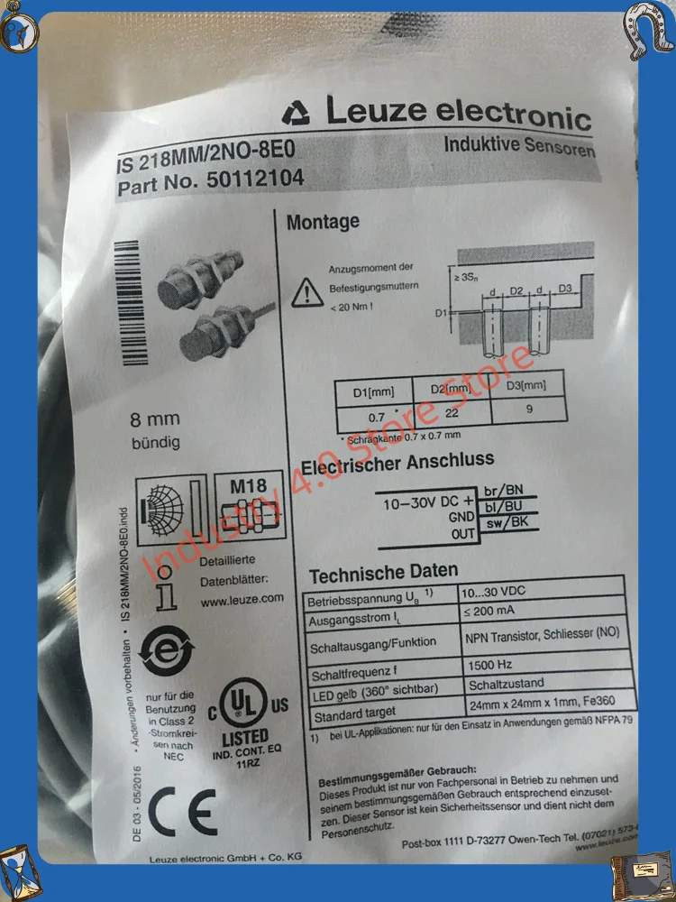 Proximity Switch IS218MM/4NO-8E0 Brand IS218MM/2NO-8E0 New
Proximity Switch IS218MM/4NO-8E0 Brand IS218MM/2NO-8E0 New