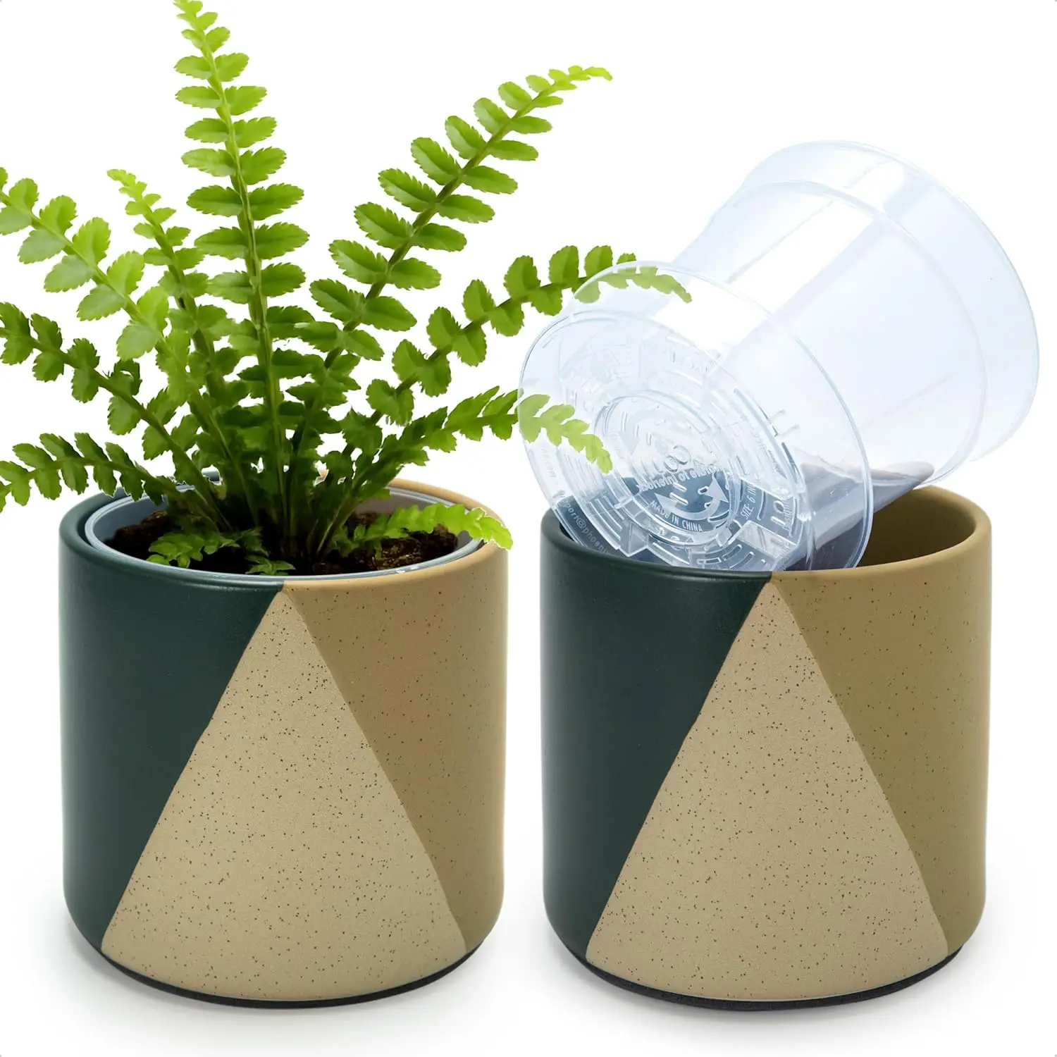 6.5" Stoneware Cachepot Planter with 6" Clear Nursery Pot & Detachable Saucer – Indoor Plant Pot with Drainage for Bott
6.5" Stoneware Cachepot Planter with 6" Clear Nursery Pot & Detachable Saucer – Indoor Plant Pot with Drainage for Bott