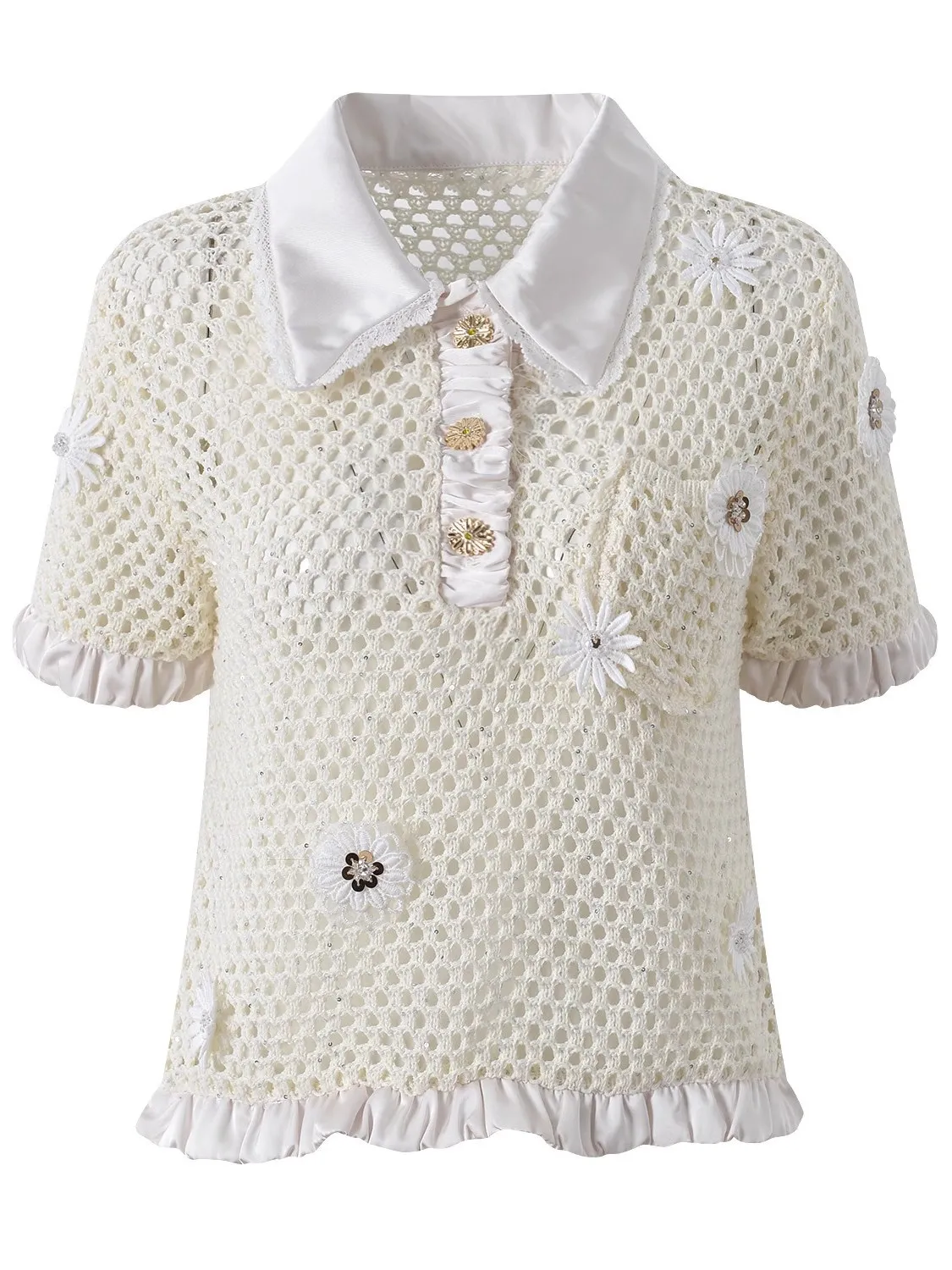 Summer 2025 New Sle Hollow out Knitted ort Sve Ne Decorative Embroidery Daisy Casual Slim Fit Women's Top
Summer 2025 New Sle Hollow out Knitted ort Sve Ne Decorative Embroidery Daisy Casual Slim Fit Women's Top
