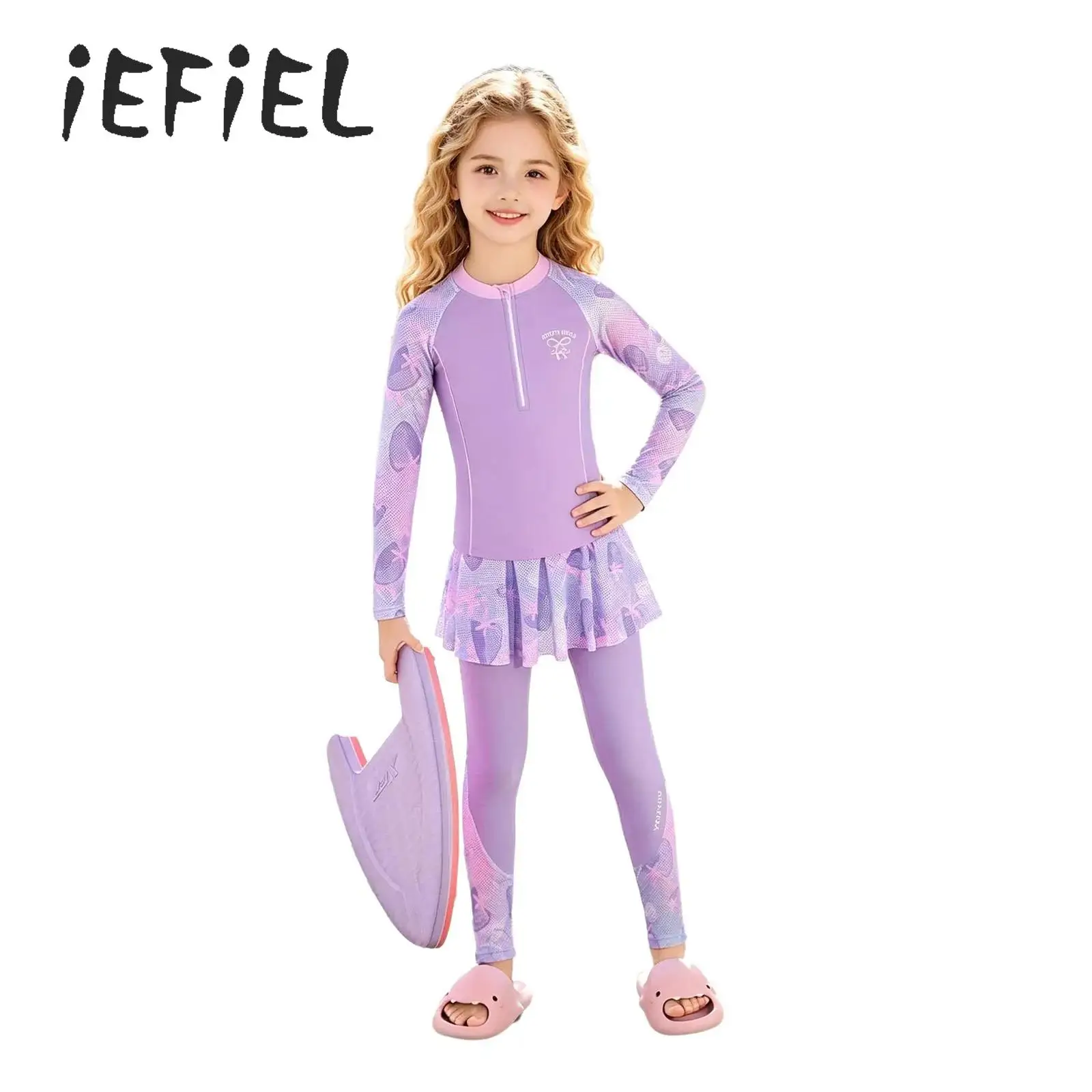 3 Pieces Girls Swimsuit Rash Guard Printed Swimwear Long Sleeve Half Zip Up Top with Long Pants Skirt Surfing Beach Bathing Suit
3 Pieces Girls Swimsuit Rash Guard Printed Swimwear Long Sleeve Half Zip Up Top with Long Pants Skirt Surfing Beach Bathing Suit