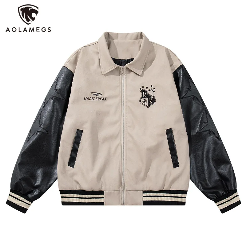 Men's Jacket American Retro Embroidery PU Leather Jacket Color Collision Design Splicing Shoulder Sleeve Biker Coat Hip Hop Tops
Men's Jacket American Retro Embroidery PU Leather Jacket Color Collision Design Splicing Shoulder Sleeve Biker Coat Hip Hop Tops